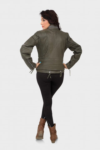 HAARLEM Women KUZE 11104 Leather Jacket Olive Green HAARLEM Women KUZE 11104 Leather Jacket Olive Green