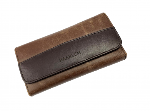HAARLEM Women KUZE 26350 Leather Long Wallet Brown