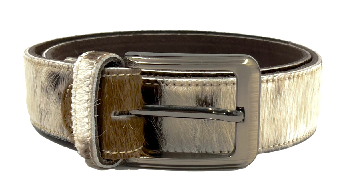 HAARLEM Men KUZE 16560 Leather Belt Brown & White