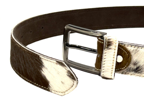 HAARLEM Men KUZE 16560 Leather Belt Brown & White
