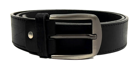 HAARLEM Men KUZE 16320 Leather Belt Plain Black