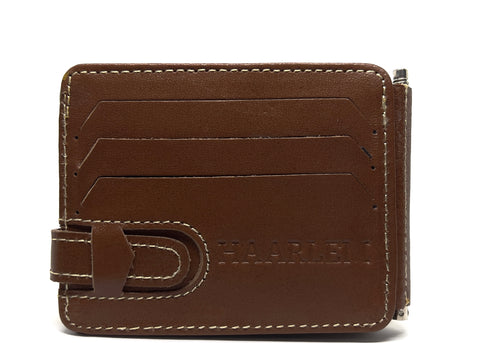 HAARLEM Unisex KUZE 21442 Leather Money Clip Wallet Brown