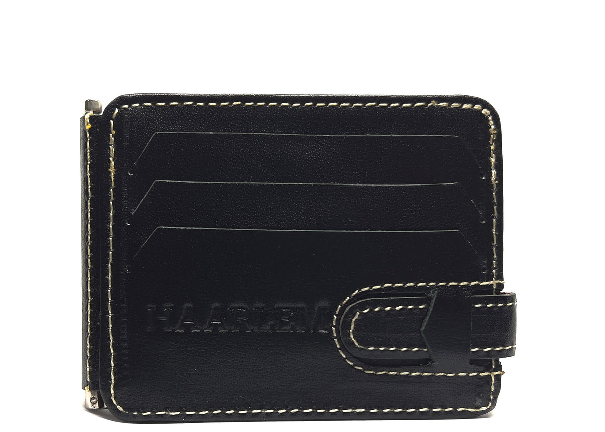 HAARLEM Unisex KUZE 21440 Leather Money Clip Wallet Black