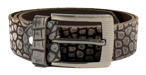 HAARLEM Men KUZE 16580 Leather Belt Croc Textured Brown