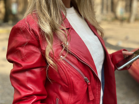 HAARLEM Women KOZA 11150 Leather Jacket Red