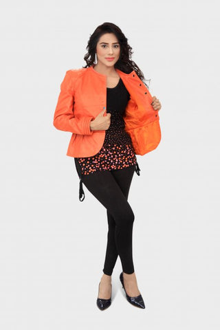 HAARLEM Women KUZE 11165 Leather Jacket Orange